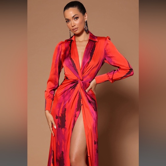 Printed High Slit Maxi Dress - Picture 4 of 6